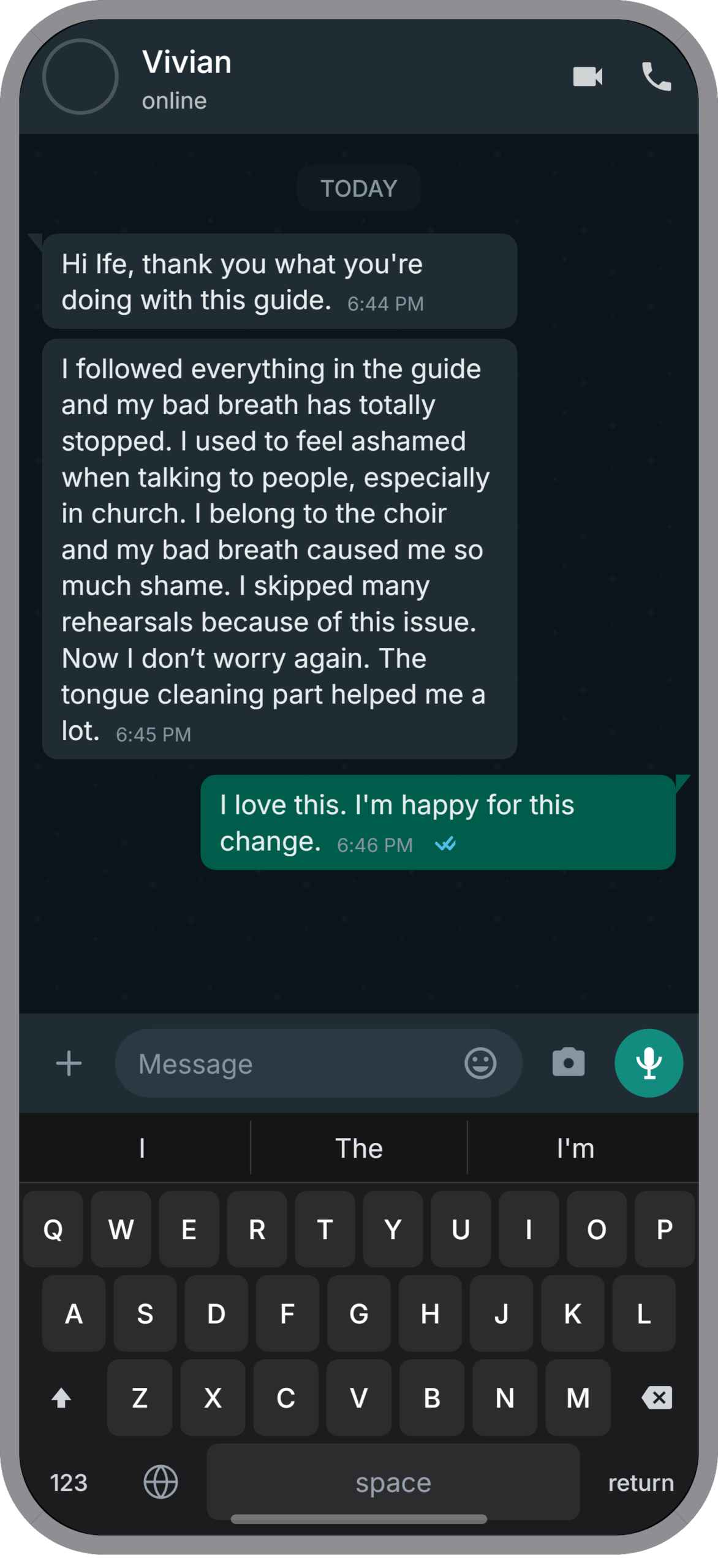 Testimonial screenshot 3
